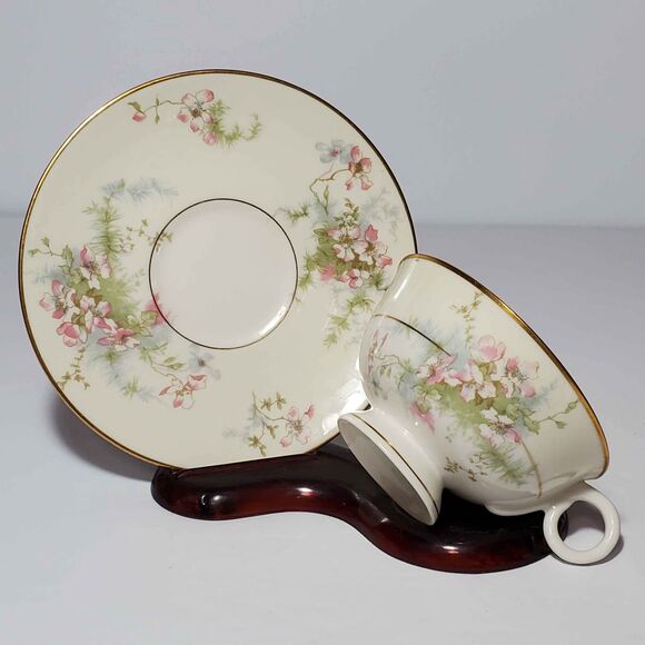 Theodore Haviland Teacup and Saucer Pink Flowers Vintage - Picture 4 of 10